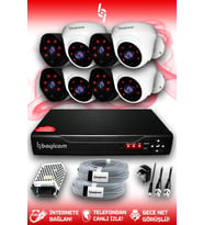 BAYICAM 8 Kameralı Uzay 4 İç Kamera Set HDD'siz Full HD Gece Görüşlü Güvenlik Kamerası Sistemi