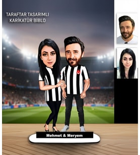 Kişiye Özel Karikatür Siyah Beyaz, Sevgili & Çift Taraftar Tasarımlı  Biblo