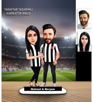 Kişiye Özel Karikatür Siyah Beyaz, Sevgili & Çift Taraftar Tasarımlı  Biblo