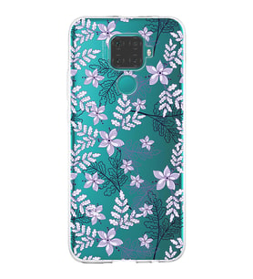 Huawei Mate 30 Lite Uyumlu Kapak Floral Lila Tasarımlı Şeffaf Silikon Kılıf