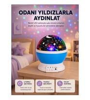 Mey İthalat® Renkli LED Gece Lambası 6 Işık Modlu Çocuk Odası Atmosfer Aydınlatma