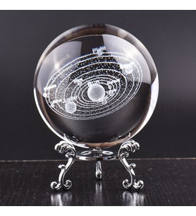 Dekoratif Metal Ayaklı Gezegenler 3D Cam Küre