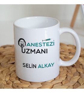 Kişiye Özel İsim Baskılı Anestezi Uzmanı Kupa Bardak Çift Taraflı Kupa Baskı