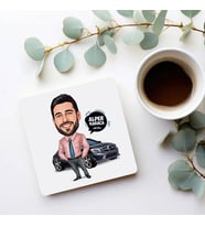 Kişiye Özel Siyah Spor Arabalı Erkek Karikatürlü Bardak Altlığı