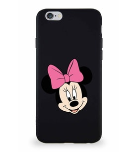 Apple iPhone 6 Soft Premier Kapak Minnie Mouse-C Tasarımlı Silikon Kılıf - Siyah (Şeffaf)