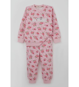 Breeze Kız Çocuk Eşofman Takım Çiçek Desenli 1.5-5 Yaş, Pembe