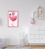 BK Home Flamingo Tasarımlı Dekoratif Pembe Ahşap Çerçeveli Çocuk Odası Tablo-4