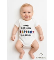 Herkes Bıksa Benden Teyzem Bana Doyamaz Yazılı Bebek Zıbını  %100 Pamuk 03-24Ay Çıtçıtlı Body Tulum (Beyaz)