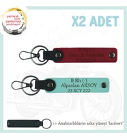 Hız Aşıkları İçin, İsim Plaka ve B Rh (-) Kan Grubu, x2 Anahtarlık Armağan Set, Kırmızı-Turkuaz-Laci (Çok Renkli)