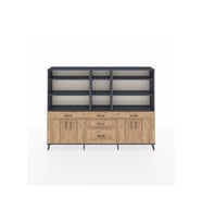 Arges Dolap 11 Raflı 5 Çekmeceli 4 Kapaklı 220x30x163 Antrasit-Çam