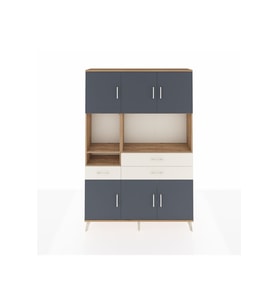 Arges Dolap 9 Raflı 3 Çekmeceli 6 Kapaklı 132x30x195 Çam-Antrasit/Aytaşı