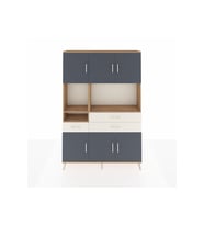 Arges Dolap 9 Raflı 3 Çekmeceli 6 Kapaklı 132x30x195 Çam-Antrasit/Aytaşı