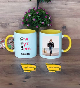 Teyzeye Hediye Kupa Bardak Sarı Fotoğraflı Doğum Günü Anneler Günü Hediyesi