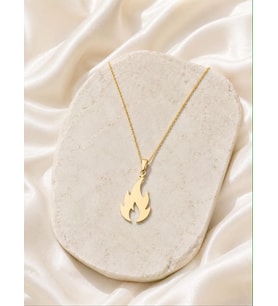 Kişiye Özel 925 Ayar Gümüş Minimal Alev Figürlü Kolye (Gold)