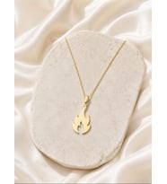 Kişiye Özel 925 Ayar Gümüş Minimal Alev Figürlü Kolye (Gold)