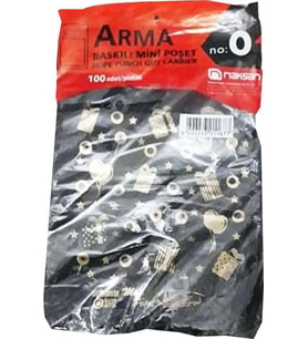Arma Baskılı Mini Blok Poşet Torba - No : 0 - 20x30 Cm. - Siyah - 100 Adetlik 1 Paket