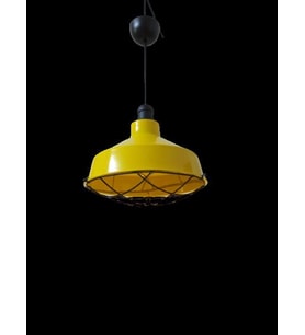 Dylight Retro Metal Sarı Kafesli Dekoratif Tekli Kafe Mutfak Aydınlatma Avize Çap:30 cm