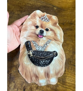 3 BOYUTLU ÇANTALI KÖPEK ARMA DİKİŞ APLİKE  27X16 CM