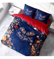 Monohome Yılbaşı Süsü Merry Christmas Çift Kişilik 3D Nevresim Takımı Pamuk Saten Happy (Çok Renkli)
