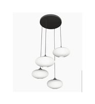 Mat Opal Beyaz 4’lü Sarkıt Avize Elips Cam Modern Salon Avize Masaüstü E27 Led Uyumlu