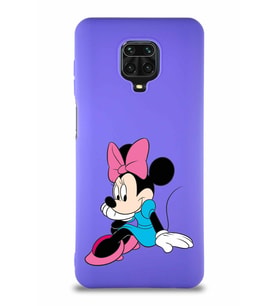 Xiaomi Redmi Note 9 Pro Soft Premier Kapak Minnie Mouse-E Tasarımlı Silikon Kılıf - Mor (Şeffaf)