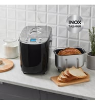 Karaca BakeXL Reçel, Yoğurt, Hamur Yoğurma ve Ekmek Yapma Makinesi Çift Bıçaklı Inox Siyah, 1500 g, 45 Farklı Tarifli Kitapçıklı