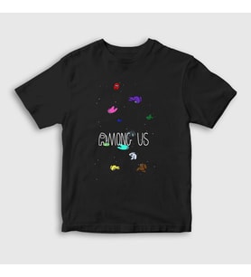 Presmono Unisex Çocuk Siyah Space Among Us T-Shirt 77969tt