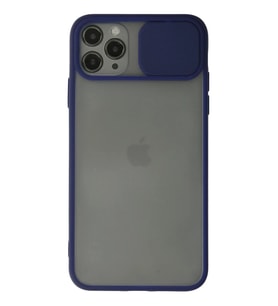 Mey İthalat® iPhone 11 Pro Max Kılıf Palm Buzlu Kamera Sürgülü Silikon - Lacivert
