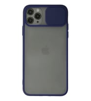 Mey İthalat® iPhone 11 Pro Max Kılıf Palm Buzlu Kamera Sürgülü Silikon - Lacivert