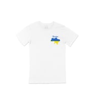 Ukrayna Haritalı ve Bayraklı Cep Logo Tasarımlı Beyaz Tişört