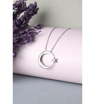 Ay Yıldızlı Türk Bayrağı Kolye Gümüş Zirkon Taşlı 925 Ayar Gümüş Kolye (Silver)