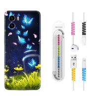 Vivo Y15S Y32 Y33S Y51 Y53S Kılıf Kablo Koruma Spiral Silikon Neon Butterflys 1309