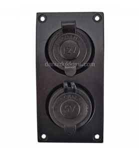 Su Geçirmez 12V Çakmak Soketi ve İkili USB Soketi Sigortalı (STD)