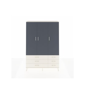 Arges Dolap 5 Raflı 6 Çekmeceli Tek Askılı 132x30x195 Aytaşı-Antrasit/Aytaşı