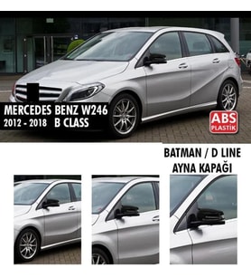 Mercedes B Uyumlu Serisi W246 (2012-2018) Batman Yarasa Ayna Kapağı (Parlak Siyah)