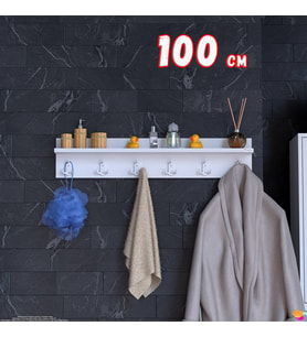 Modilayn Kedi Serisi 6’lı Banyo Askısı Seti  96,4x18 cm 18 Kancalı Raflı Düzenleyici Yer Tasarrufu
