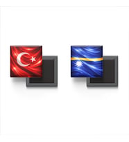 Buzdolap Magnetleri - Nauru Bayrağı ve Türk Bayrağı - 2'li Set Magneti