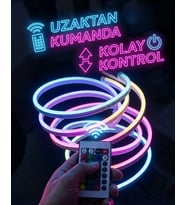 RGB Akıllı LED Neon Şerit Işık 3 Metre Uzaktan Kumandalı ve Telefon Kontrollü Renkli Aydınlatma
