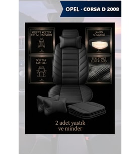 opel corsa d 2008 Koltuk ve Kılıf uyumlu Yastık Lüks Siyah Minder 2 Minder 2 Yastık