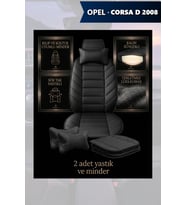 opel corsa d 2008 Koltuk ve Kılıf uyumlu Yastık Lüks Siyah Minder 2 Minder 2 Yastık