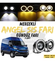 Iveco Daily Uyumlu Üniversal Mercekli Angel Sis Farı Metal 76 mm Sarı Halkalı Gündüz Farı 2 Adet