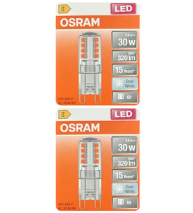 (2 Adet) Osram 2,6W (30W) 4000K (Ilık Beyaz) G9 Duylu Led Kapsül Ampul