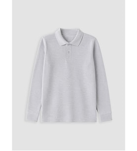 LCW Kids Gri Polo Yaka Uzun Kollu Erkek Çocuk Tişört