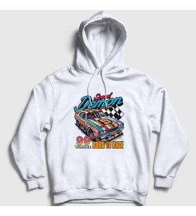 Presmono Unisex Beyaz Speed Demon Araba Yarışı Otomobil Kapüşonlu Sweatshirt 472397tt