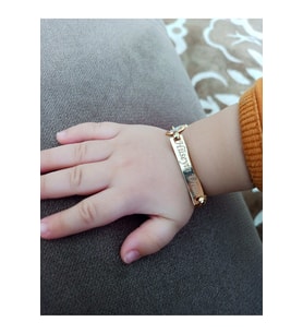 14 Ayar Altın Kaplama Beyaz Taşlı Taç Modeli Isimli Bebek Künyesi 15 Cm - 0038