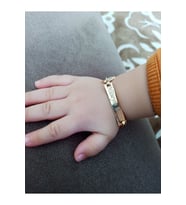 14 Ayar Altın Kaplama Beyaz Taşlı Taç Modeli Isimli Bebek Künyesi 15 Cm - 0038