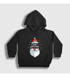 Presmono Unisex Çocuk Siyah Merry Christmas Noel Baba Santa Claus Yılbaşı Kapüşonlu Sweatshirt 270260tt