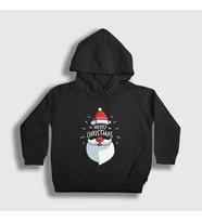 Presmono Unisex Çocuk Siyah Merry Christmas Noel Baba Santa Claus Yılbaşı Kapüşonlu Sweatshirt 270260tt