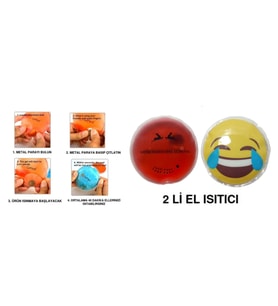 GÜLEN EMOJİ KIRMIZI CEYLAN CEP SOBASI,EL ISITICI,2 ADET SICAK SU TORBASI PVC  9cm