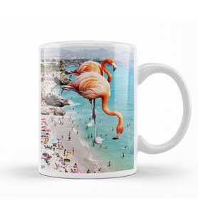 Flamingos On The Beach Kupa Bardak Porselen